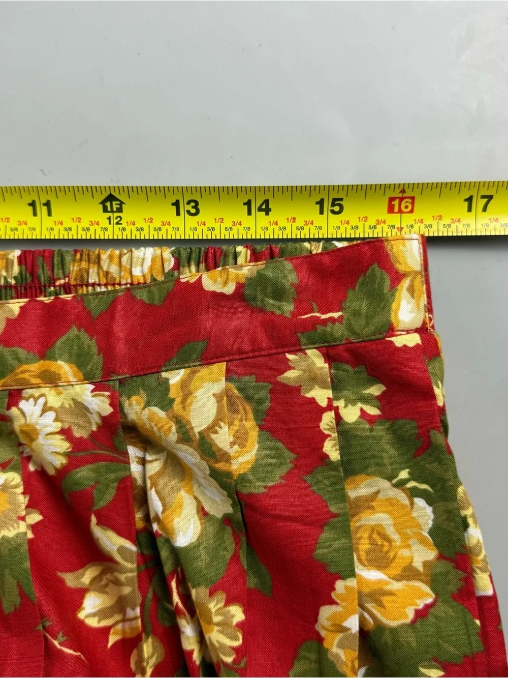 vtg 90s WITT Floral Midi Skirt Red Rose Print Cottagecore Prarie Boho Womens 16